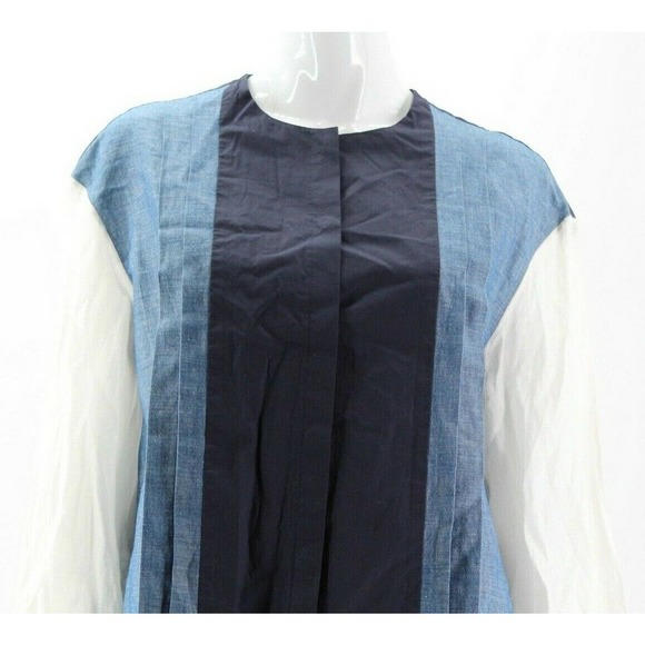 The Row Pleated Front Collarless Button Shirt Med - Picture 2 of 7